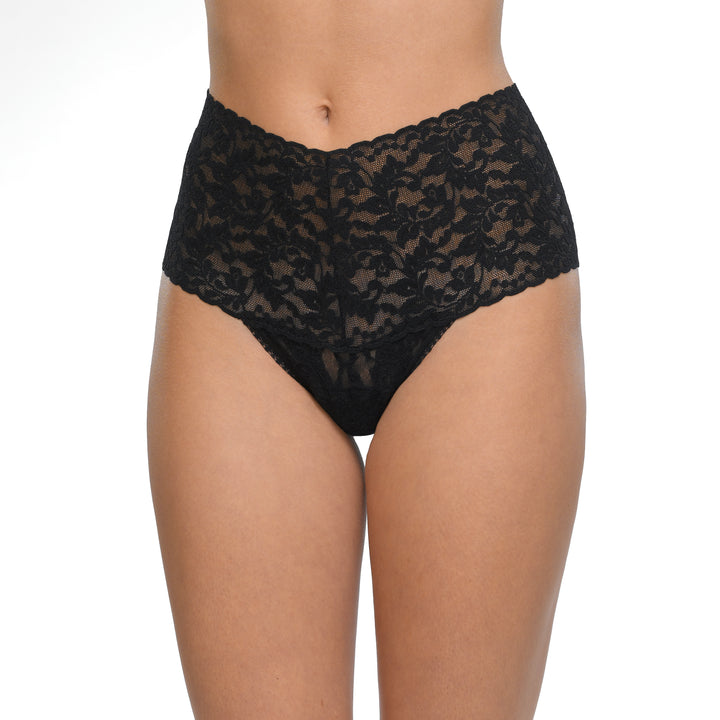 Hanky Panky Signature Lace Retro Thong - Black - CURATED LINGERIE