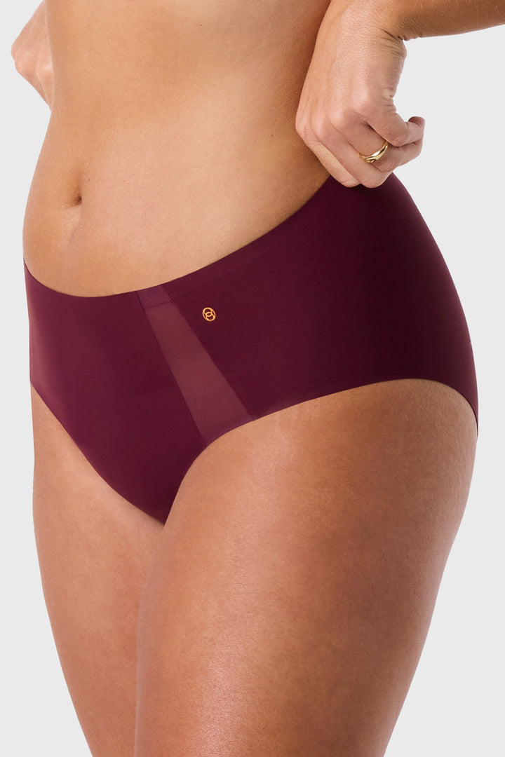 Evelyn & Bobbie Hi-Waist Thong Mesh - Berry (Limited Edition) - CURATED LINGERIE