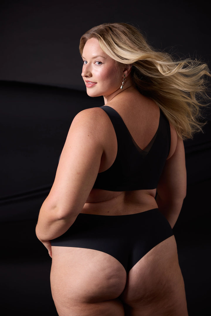 Evelyn & Bobbie Hi-Waist Thong (Mesh) - Black - CURATED LINGERIE