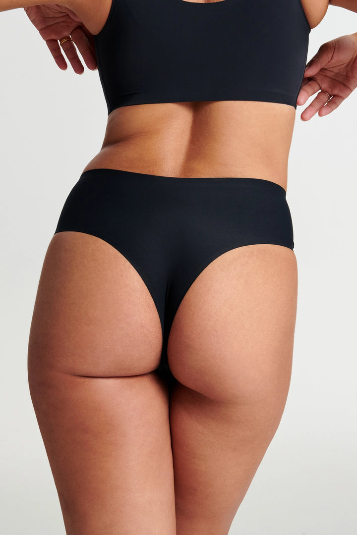 Evelyn & Bobbie Hi-Waist Thong - Black - CURATED LINGERIE
