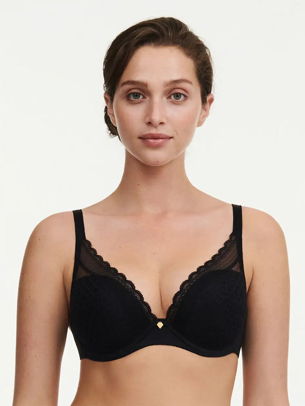 Chantelle Norah Chic Plunge T-Shirt Bra - Black - CURATED LINGERIE